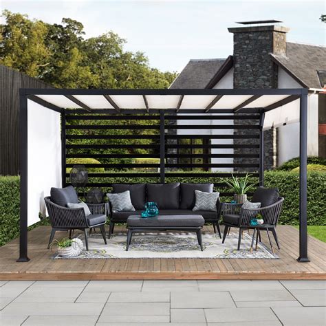 over 96 in high metal fabric pergola|Steel.